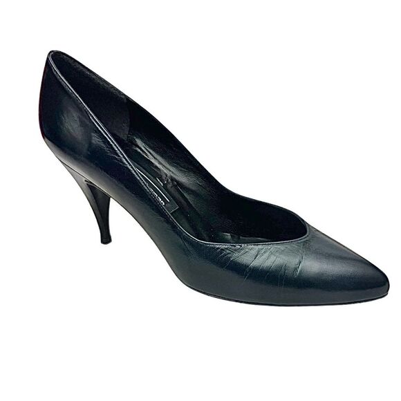 Stuart Weitzman Classic Navy Blue Leather Pumps Size 8 B New Scratches on Sole - Picture 2 of 10